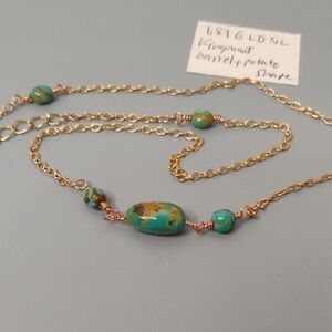 Genuine Kingman Turquoise and Gold Necklace
